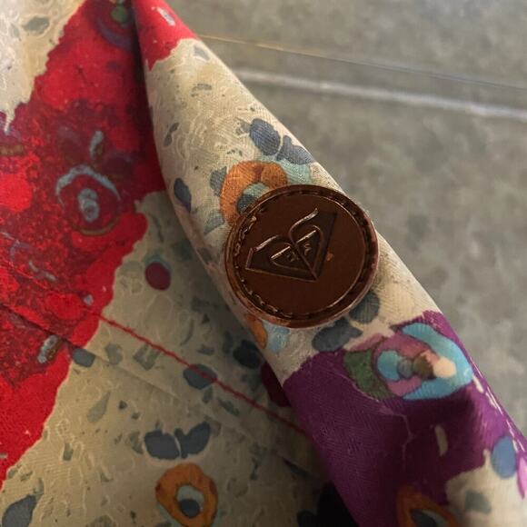 Roxy Girls 10K Hooded Insulated Ski Snow Jacket XL 16 Purple White Stripe Floral - Picture 2 of 14